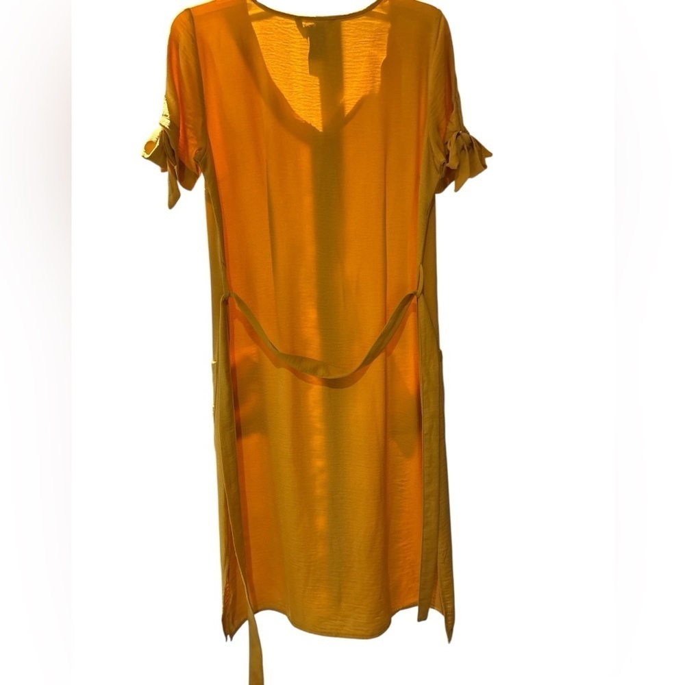 Yellow Cuffed Sleeve Mini Shirt Dress - Picture 13 of 13